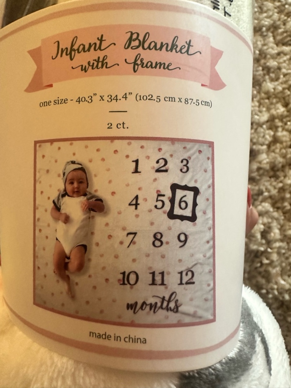 Infant Milestone Blanket with Frame - Pink Polka Dot
